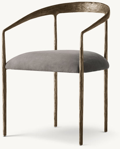 Thaddeus Curved Leather Dining Armchair