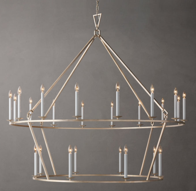 19TH C. ENGLISH OPENWORK TWO-TIER ROUND CHANDELIER 62"