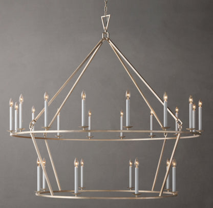 19TH C. ENGLISH OPENWORK TWO-TIER ROUND CHANDELIER 62"