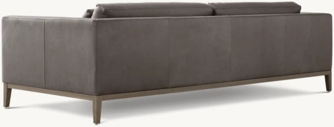 Italia Leather Taper Arm Sofa - Oak Base