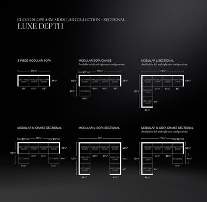 Cloud Modular Leather Slope Arm 3-Piece Sofa