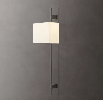Vela Round Bar Sconce - Rectangular Shade