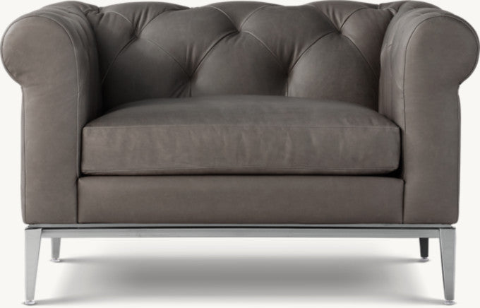 Italia Chesterfield Leather Chair - Metal Base