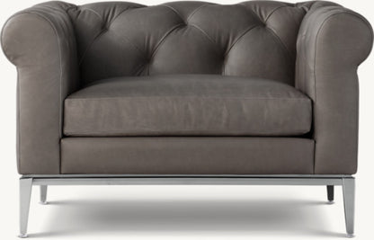 Italia Chesterfield Leather Chair - Metal Base