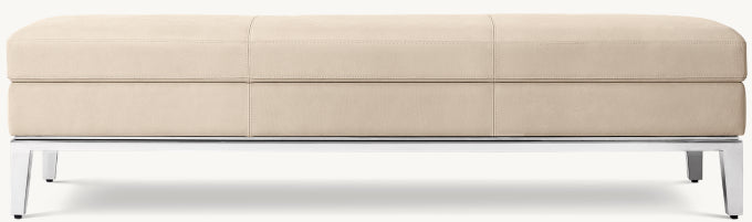 Italia Leather End-of-Bed Storage Bench - Metal Base