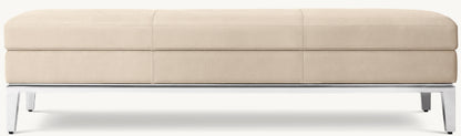 Italia Leather End-of-Bed Storage Bench - Metal Base