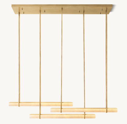 Audubon Alabaster Triple Bar Linear Chandelier