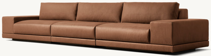 Cortona Modular Leather Full Cushion Back Wide-Arm 3-Piece Sofa