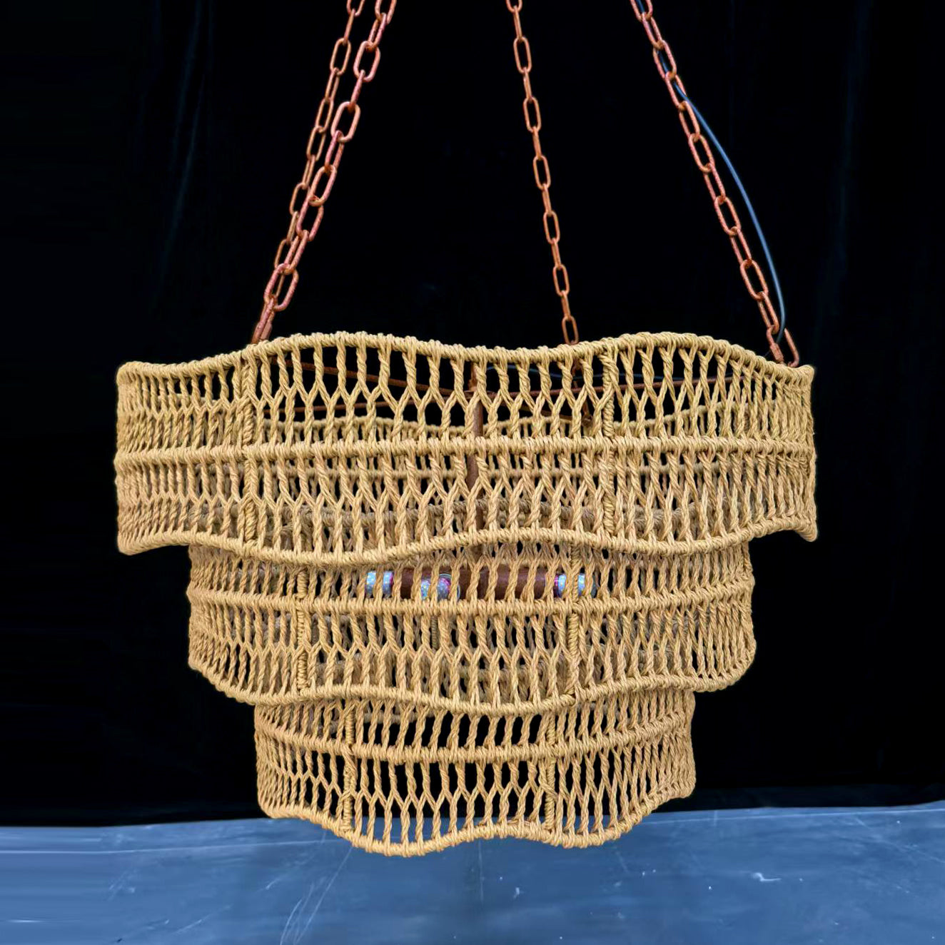 Layered Woven Rattan Hanging Light