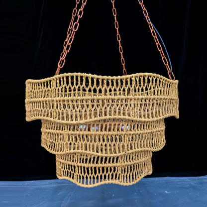 Layered Woven Rattan Hanging Light