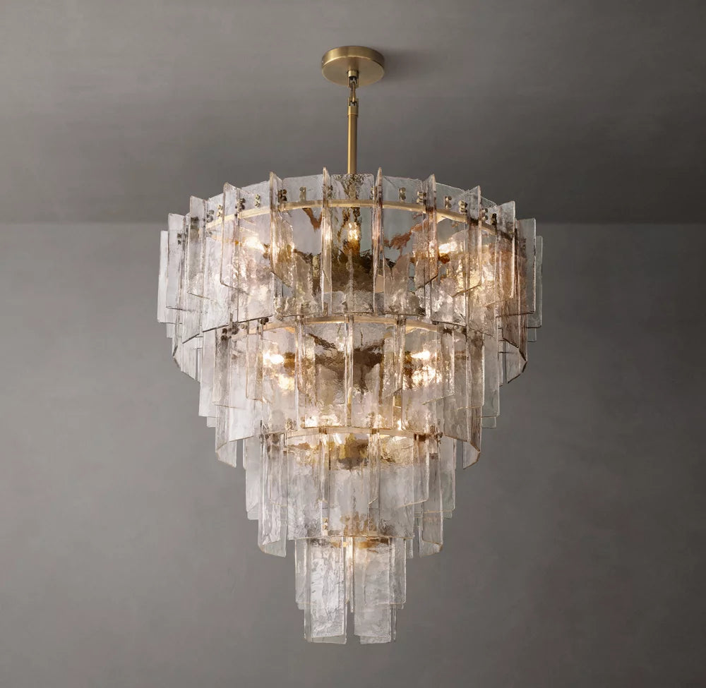 Lattice Clear Glass Tiered Round Chandelier 47"