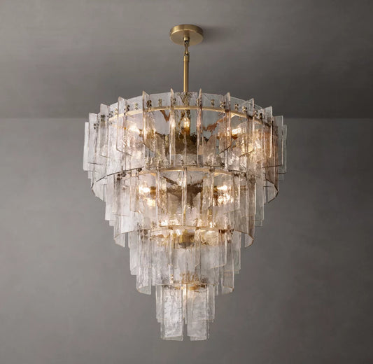 Lattice Clear Glass Tiered Round Chandelier 47"