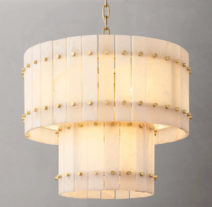 San Marco Alabaster Round Tiered Chandelier 22"