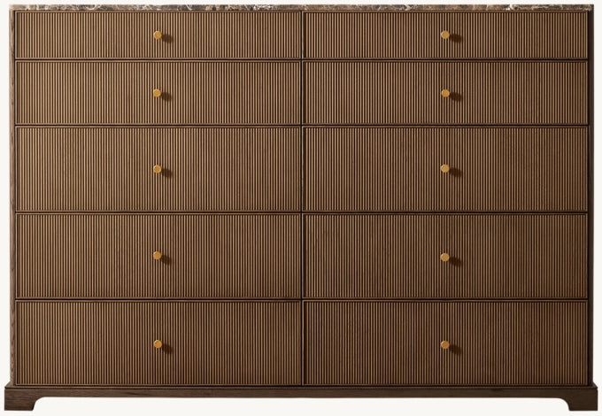 Genevieve Emperador Reeded 10-Drawer Dresser