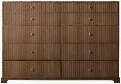 Genevieve Emperador Reeded 10-Drawer Dresser