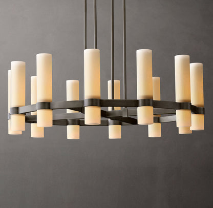 Ravelle Round Milk Glass Chandelier 36"