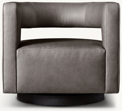 Drew Curved Leather Swivel Chair