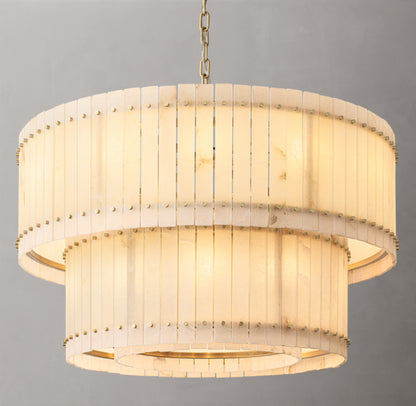 San Marco Alabaster Round Tiered Chandelier 48"