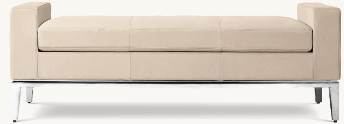Italia Leather End-of-Bed Bench - Metal Base