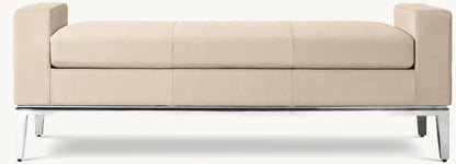 Italia Leather End-of-Bed Bench - Metal Base