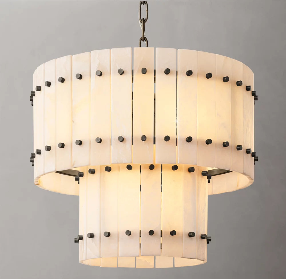 San Marco Alabaster Round Tiered Chandelier 22"