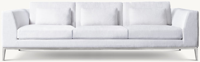 Italia Taper Arm 3-Cushion Sofa - Metal Base