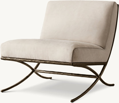 Thaddeus X-Base Leather Slipper Chair