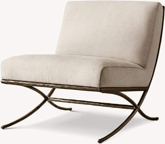 Thaddeus X-Base Leather Slipper Chair