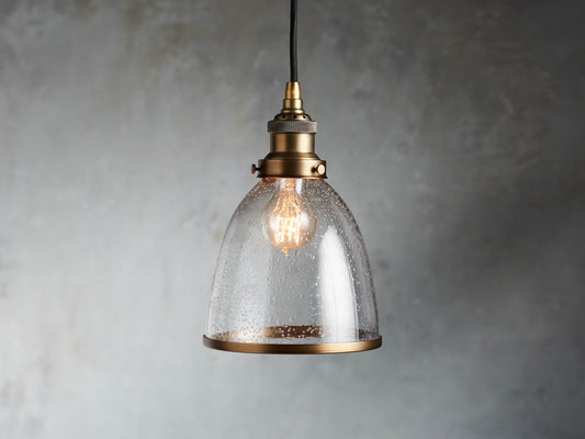 Industrial Cloche Pendant in Antiqued Brass