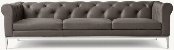Italia Leather Chesterfield 3-Cushion Sofa - Metal Base