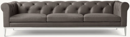 Italia Leather Chesterfield 3-Cushion Sofa - Metal Base