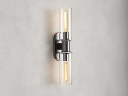 Harlin Double Sconce in Clear Bronze