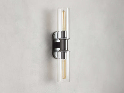 Harlin Double Sconce in Clear Bronze