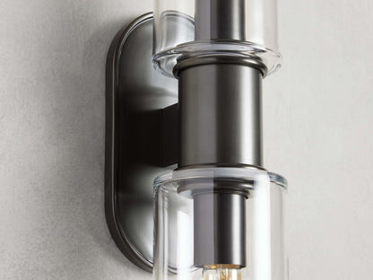 Harlin Double Sconce in Clear Bronze