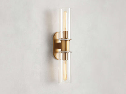 Harlin Double Sconce in Clear Brass