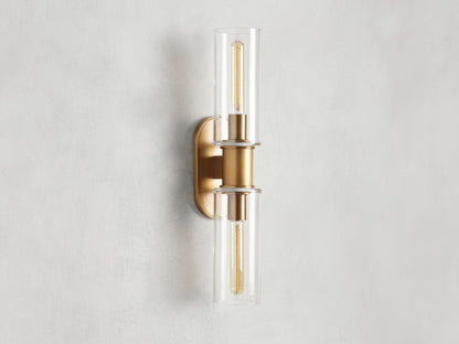 Harlin Double Sconce in Clear Brass