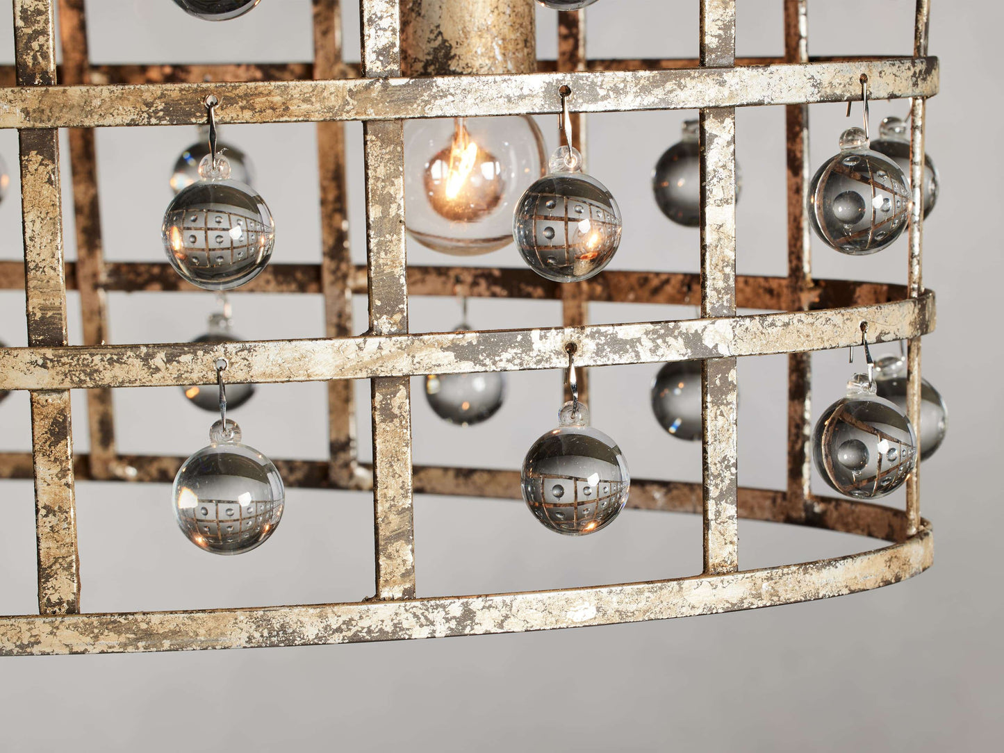 La Cage Oval Chandelier in Silver Clay