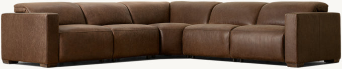 Lennon Recliner Modular Leather 5-Piece Corner Sectional