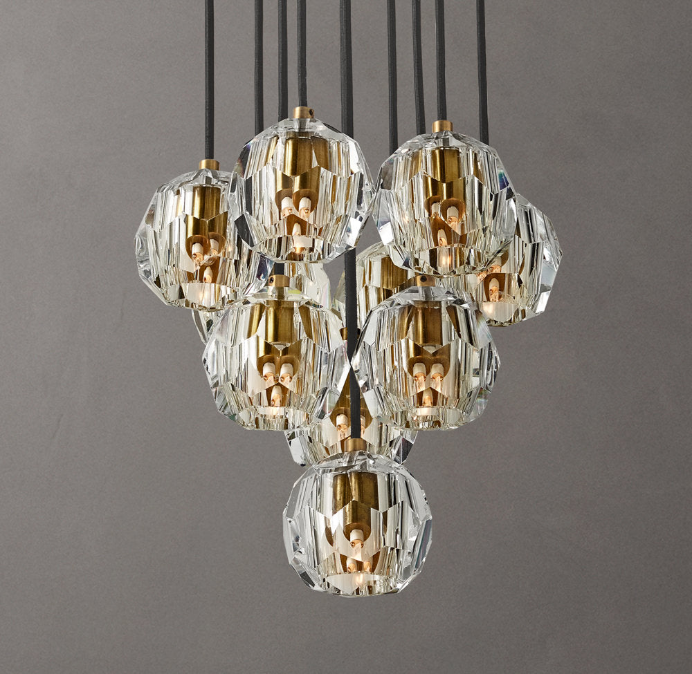 Boule De Cristal Clear Glass Round Cluster Chandelier 14"