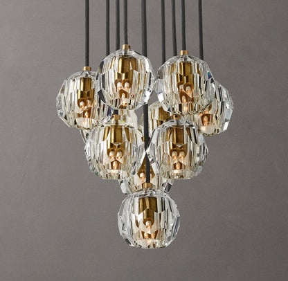 Boule De Cristal Clear Glass Round Cluster Chandelier 14"