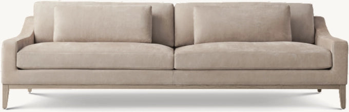 Italia Leather Slope Arm Sofa - Oak Base