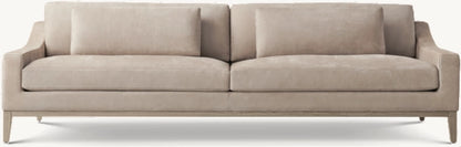 Italia Leather Slope Arm Sofa - Oak Base