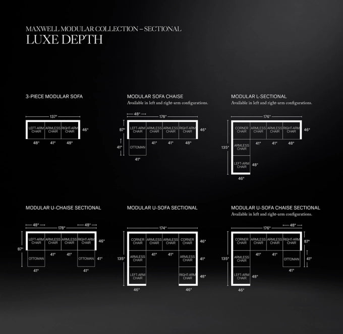Maxwell Modular Leather 3-Piece Sofa