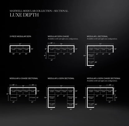 Maxwell Modular Leather 3-Piece Sofa