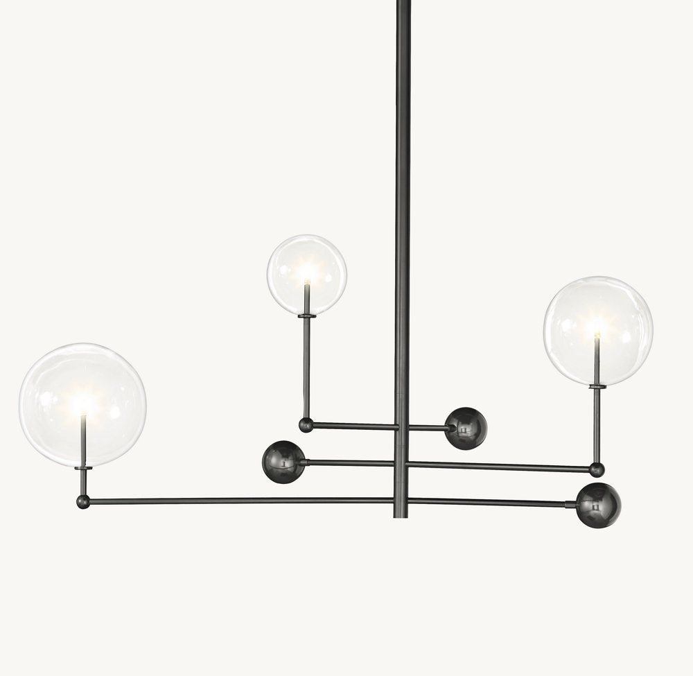 Glass Globe Mobile Three-Arm Chandelier 46"