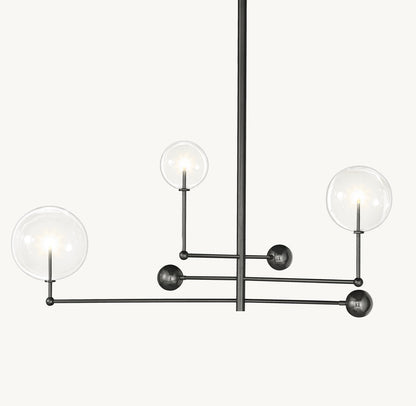 Glass Globe Mobile Three-Arm Chandelier 46"