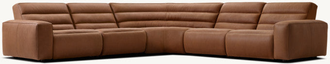 Chelsea Recliner Modular Leather 5-piece Corner Sectional