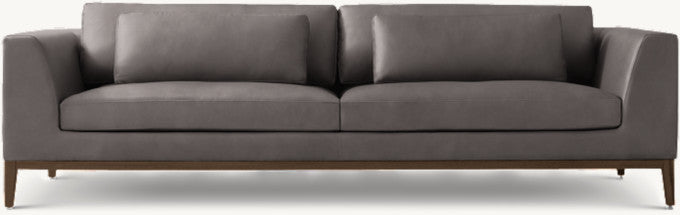 Italia Leather Taper Arm Sofa - Oak Base