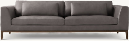 Italia Leather Taper Arm Sofa - Oak Base