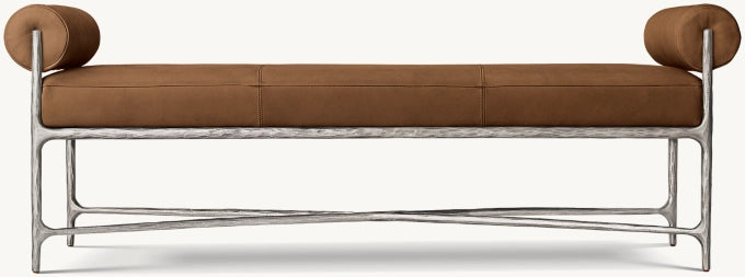 Thaddeus Leather Double Bolster End-of-Bed Bench